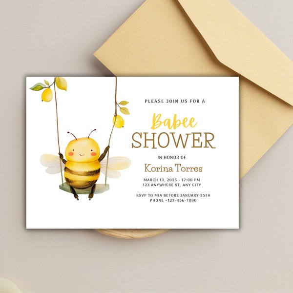 BABEE | Shower Invitation Bundle | Diaper Raffle | Books for Baby | Editable Templates | EVITE Compatible