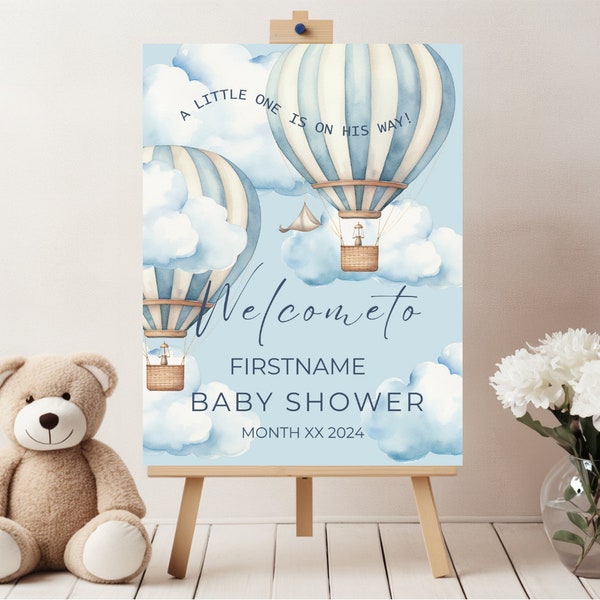 HOT AIR BALLOON | Welcome Sign | Editable Baby Shower Welcome Sign