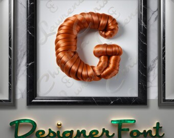 Letter "G" Braided Ginger Collection - Designer Font, high quality Digital Artwork for Print and Display media.