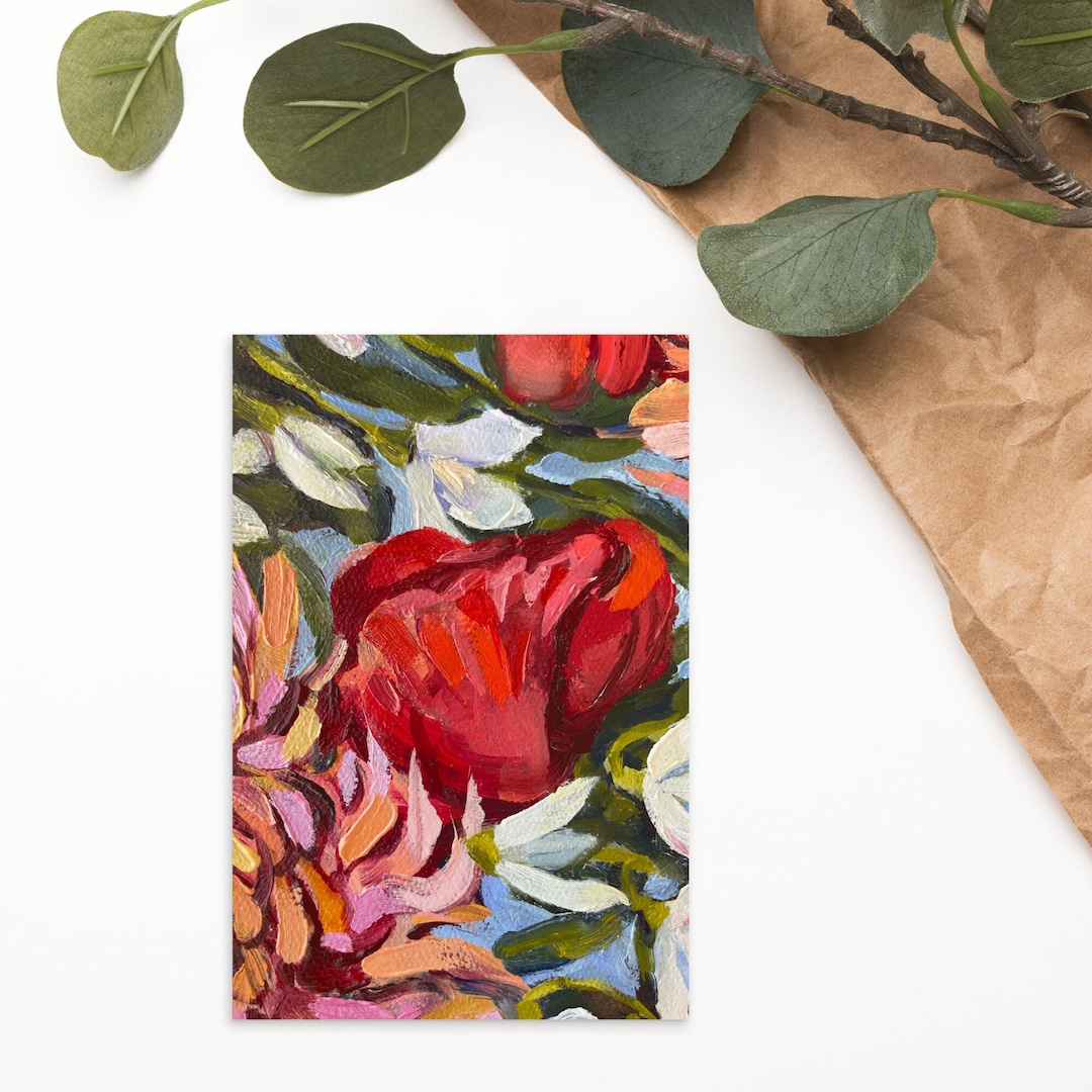 Art Postcard of Poppies Painting Floral Colorful Artwork Post Card ...