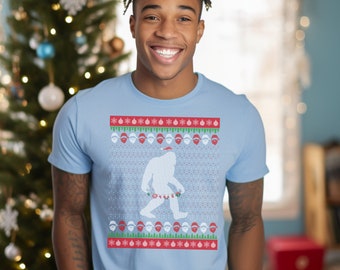 Bigfoot Sasquatch Cryptid Ugly Christmas Sweatshirt Rolig anställd kontorshelg julfest gåva T-shirt pappa mamma tonåring kul Bigfoot T-shirt