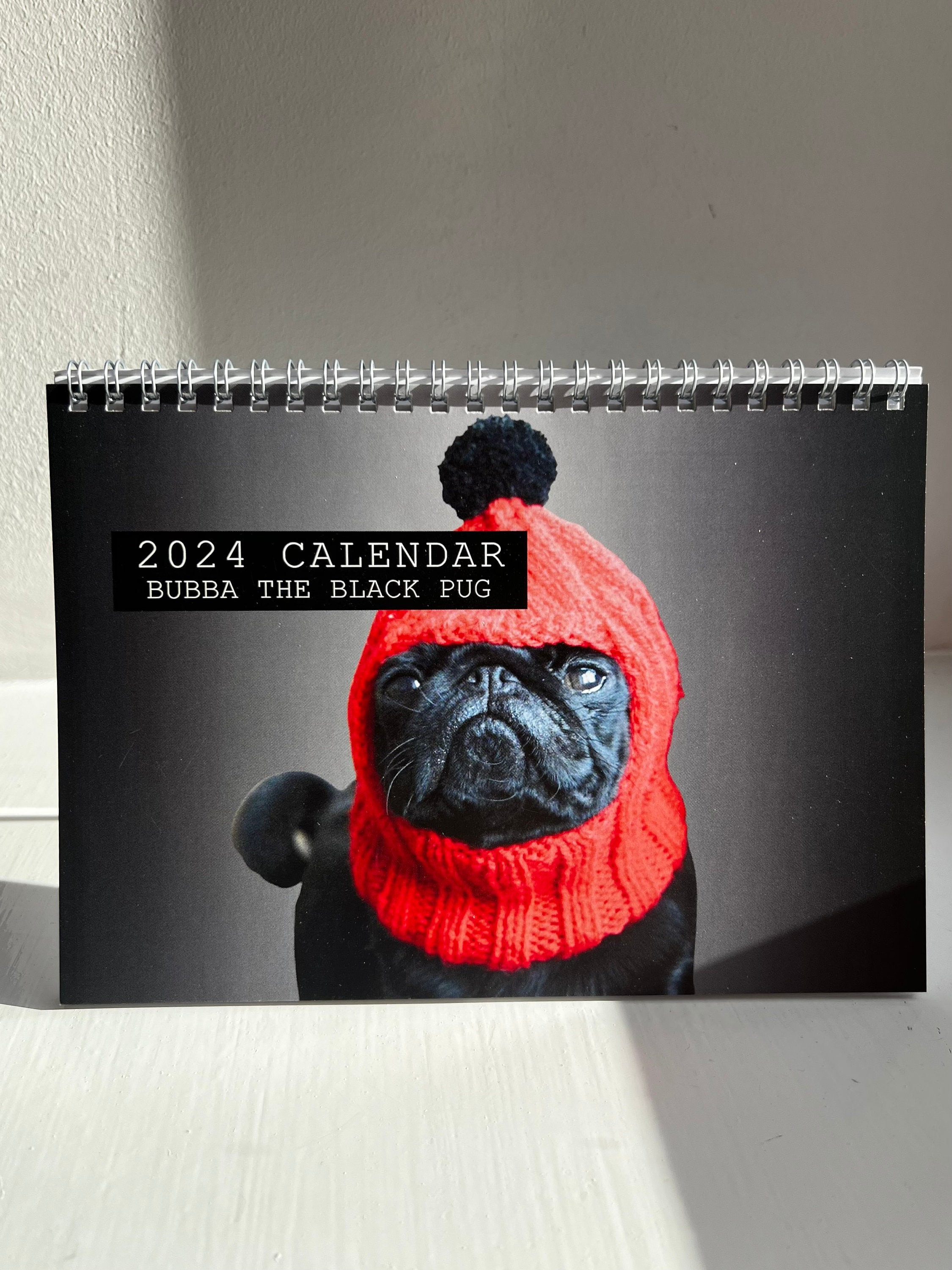 Bubba the Black Pug 2024 Desktop Calendar A5 
