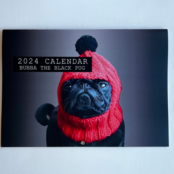 Bubba the Black Pug 2024 Wall Calendar