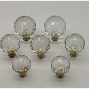 vintage Crystal  ROUND KNOB/lamp Finial Chrome Brass? Base 3 sizes (7 Total)