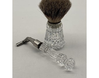 Vintage Waterford Crystal Mens Shaving Razor and Brush CHIP