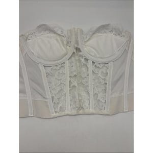 Vtg Victorias Secret Bustier Bra 34B White Floral Lace Strapless Lingerie Extend imagem 10