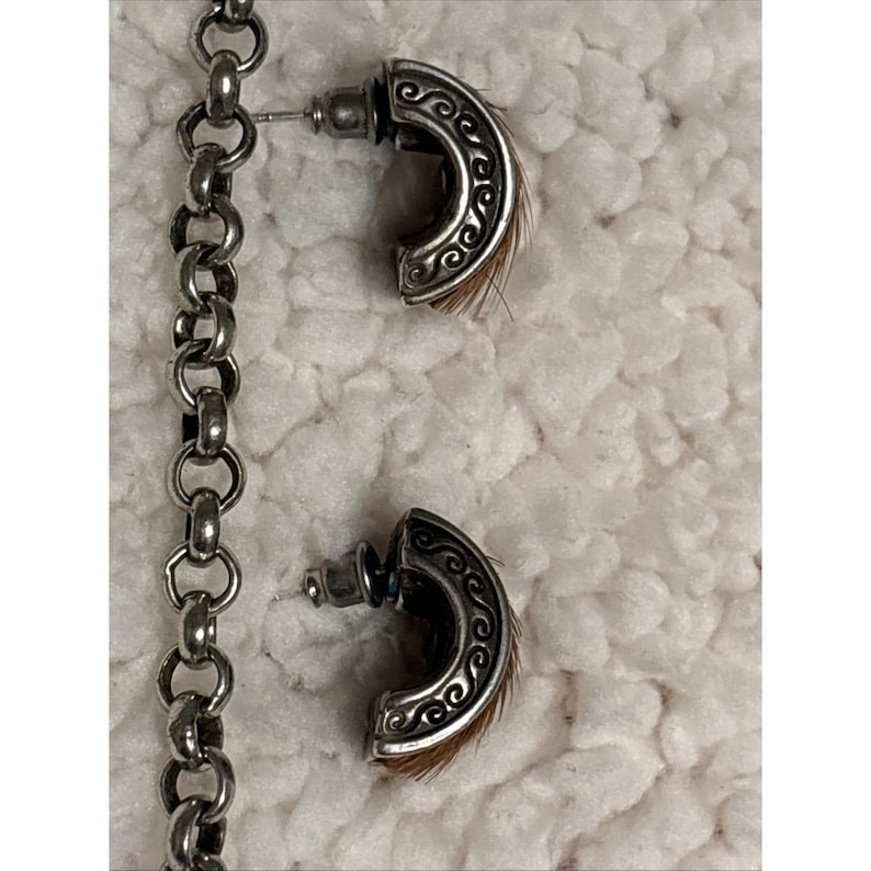 Vintage BRIGHTON Silver necklace Set Horse Hair like, Bracelet Earrings Bild 10