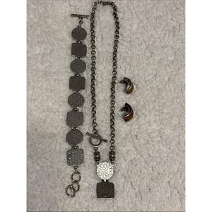 Vintage BRIGHTON Silver necklace Set Horse Hair like, Bracelet Earrings Bild 7