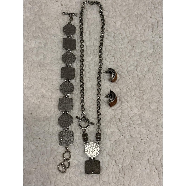 Vintage BRIGHTON Silver necklace Set Horse Hair like, Bracelet Earrings Bild 7