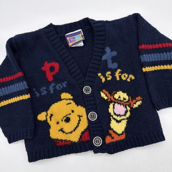 vintage Disney Winnie the Pooh knit toddler cardi… - image 1