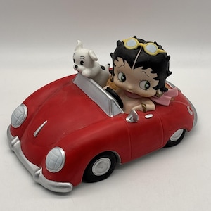 Betty Boop Red Porsche Car W/ Pudgy - San Francisco Music Box Company WORKS 8&quot;