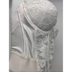 Vtg Victorias Secret Bustier Bra 34B White Floral Lace Strapless Lingerie Extend imagem 5