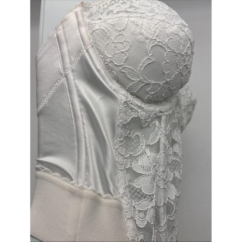 Vtg Victorias Secret Bustier Bra 34B White Floral Lace Strapless Lingerie Extend imagem 5