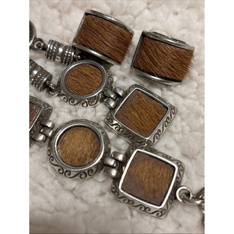 Vintage BRIGHTON Silver necklace Set Horse Hair like, Bracelet Earrings Bild 12