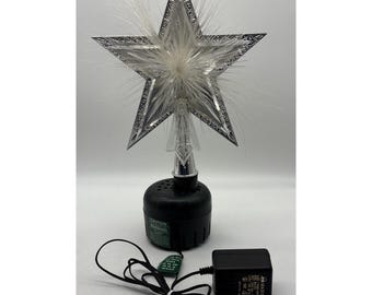 Vintage Fiber Optic Color Changing Christmas Tree Star Topper Desk Sit Plug In