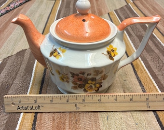 Vintage Arthur Wood England &quot;Carolina&quot; Floral Teapot – Orange & Yellow Flowers – Collectible Ceramic Teapot