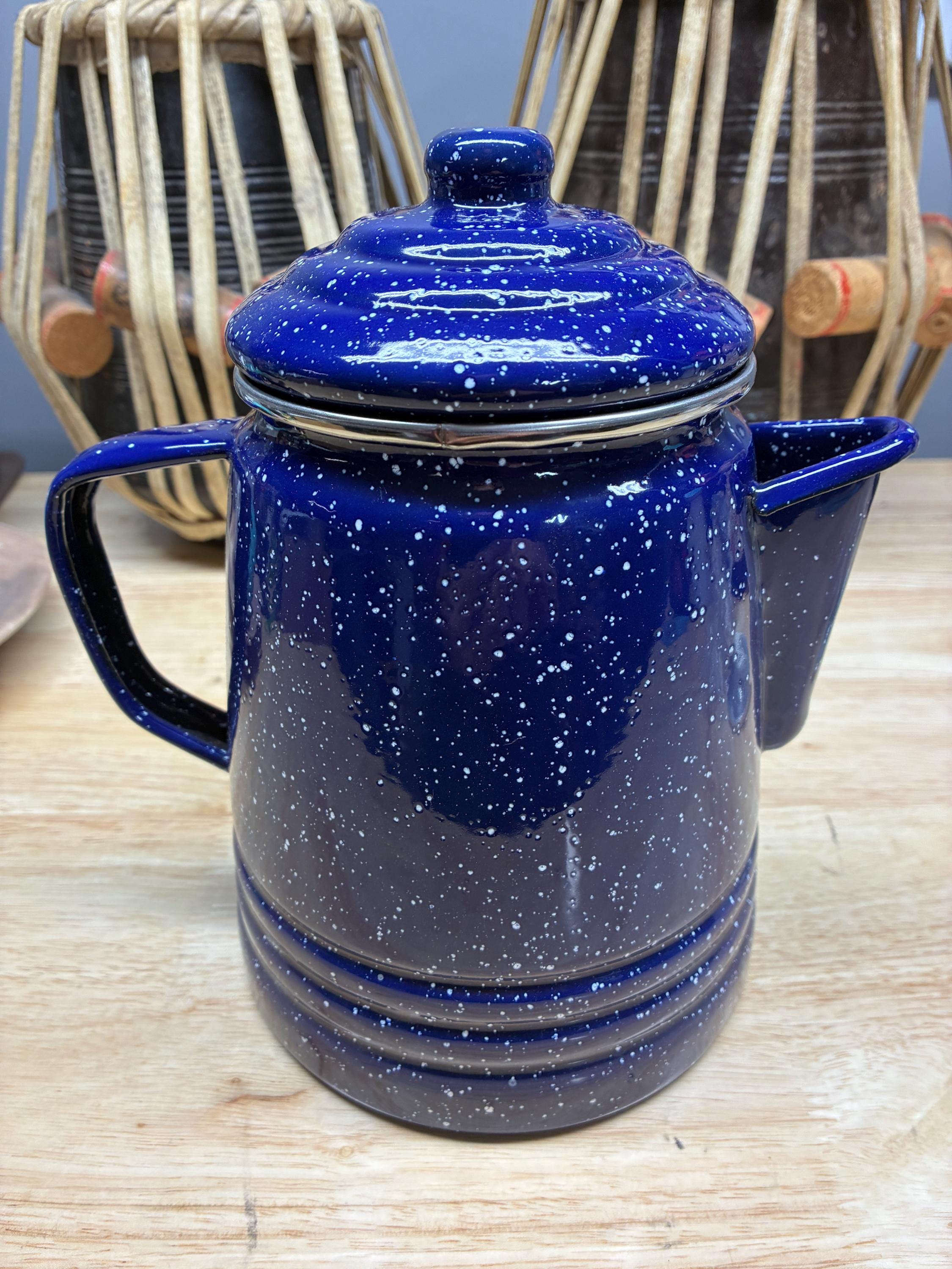 Vintage Coleman 9-cup Blue Enamelware Coffee Percolator W/ Box