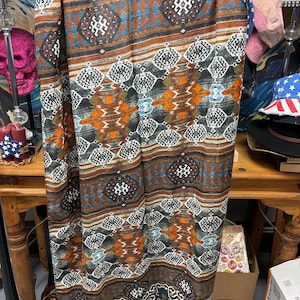Boho Ethnic Print Scarf Wrap | Lightweight Rayon Blend Shawl, 72" x 28"