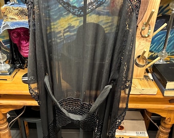 Diva’s Palace Handmade Black Mesh Crochet Tunic | Original #148 | Boho Goth Festival Glam | Providence Boutique, New with Tags, Couture