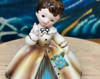 Vintage 1963 Inarco Girl Figurine E-1032 | Hand Painted Porcelain Collectible | Mid Century Japan Decor