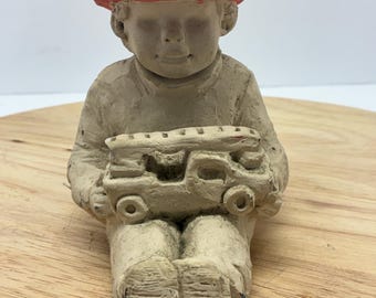 Vintage Austin Sculpture Fire Chief Figurine 1994, Bright Eyes Kids Lil Fireman, Child Firefighter Statue, Small Collectible Decor