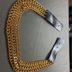 Gold Tone Multi Strand Triple Layered Curb Chain Belt Small Medium 90s Y2K Glam St_John_gold_triple_strand_cha  main image 3