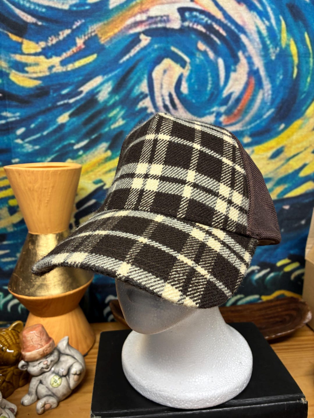 GAP Plaid Wool-blend Trucker Cap – Brown Mesh-back Baseball 
