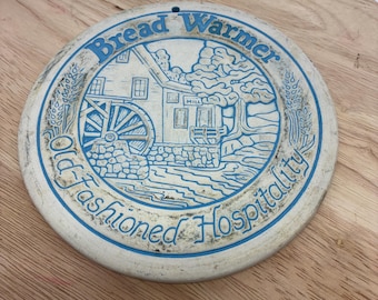 Vintage Bread Warmer Stone Trivet, Old Fashioned Hospitality Mill Design, Rustic Kitchen Decor, Farmhouse Bread Warmer Plate
