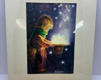 Vintage Ferrándiz Catch a Falling Star Print Schmid Matted Nursery Wall Art