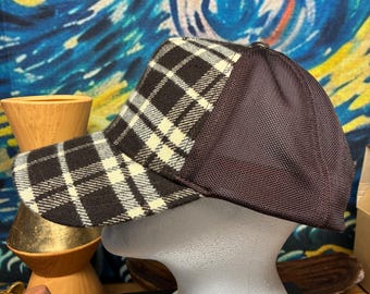 GAP Plaid Wool-blend Trucker Cap – Brown Mesh-back Baseball  display picture 1