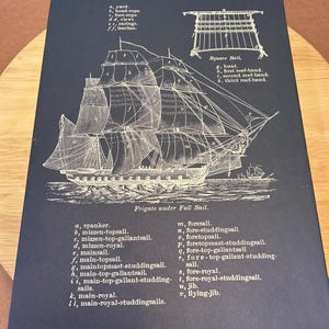 Vintage Eaton Sailing Ship Stationery Set | 24 Sheets & 15 Envelopes | Frigate Diagram Nautical Writing Paper | Sealed