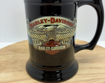 Harley Davidson Ceramic Beer Stein Mug 2004 Eagle Logo, Motorcycle Barware, Biker Gift, Heavy Coffee Mug Made in Thailand