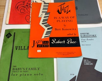 Vintage Piano Sheet Music Books Lot of 5 Jazz Brahms Villa-Lobos Kabalevsky Theory