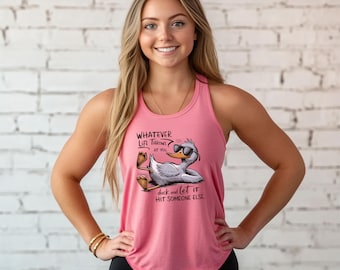Funny Duck Tank Top Women&#39;s Muscle Tee - Muscle Tank Top - Yoga Tank Top - Workout Tank Top - Fitness Tank Top - Funny Tank Top