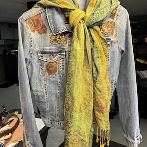 Boho Pashmina Paisley Scarf – Golden Chartreuse & Teal – Fringe Shawl Wrap - Boho Festival Style