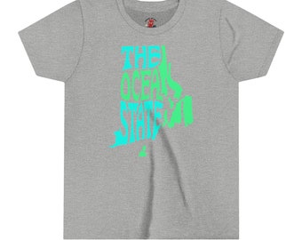 Das Ocean State, Rhode Island Jugend-Kurzarm-T-Shirt