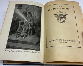 Antique 1920 The Golden Scorpion Sax Rohmer Mystery Novel Masterpieces Oriental Mystery Hardcover