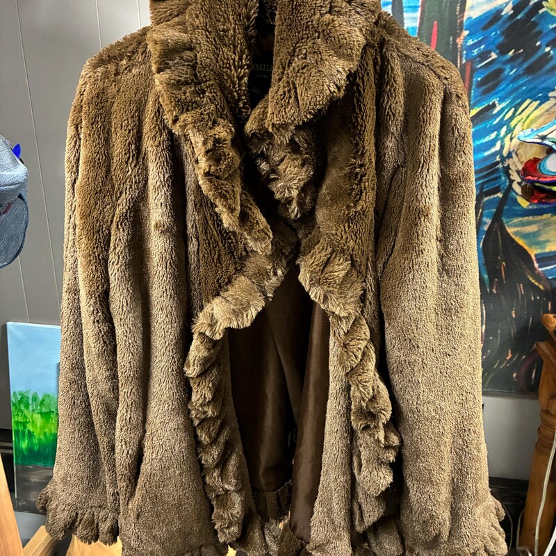 Vintage 2000’s classic brown faux fur jacket