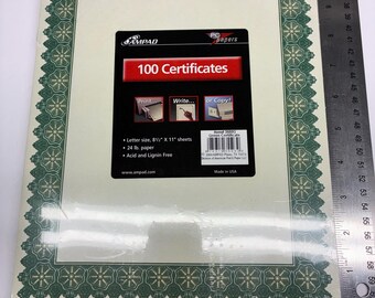 Vintage 2004 AMPAD Green Certificate Paper 100 Sheets Sealed 8.5 x 11 Made in USA