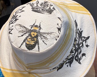 Upcycled Olive Green Brocade Bucket Hat XS (21”) | Tassel  display picture 2