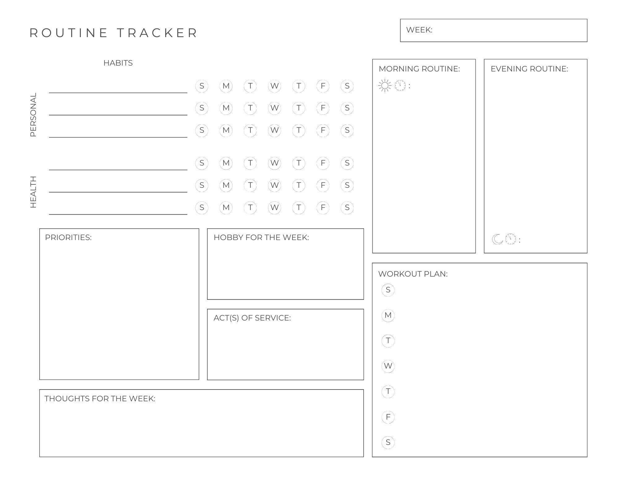 Printable Routine Tracker | Weekly Habit Tracker, Printable Habit ...