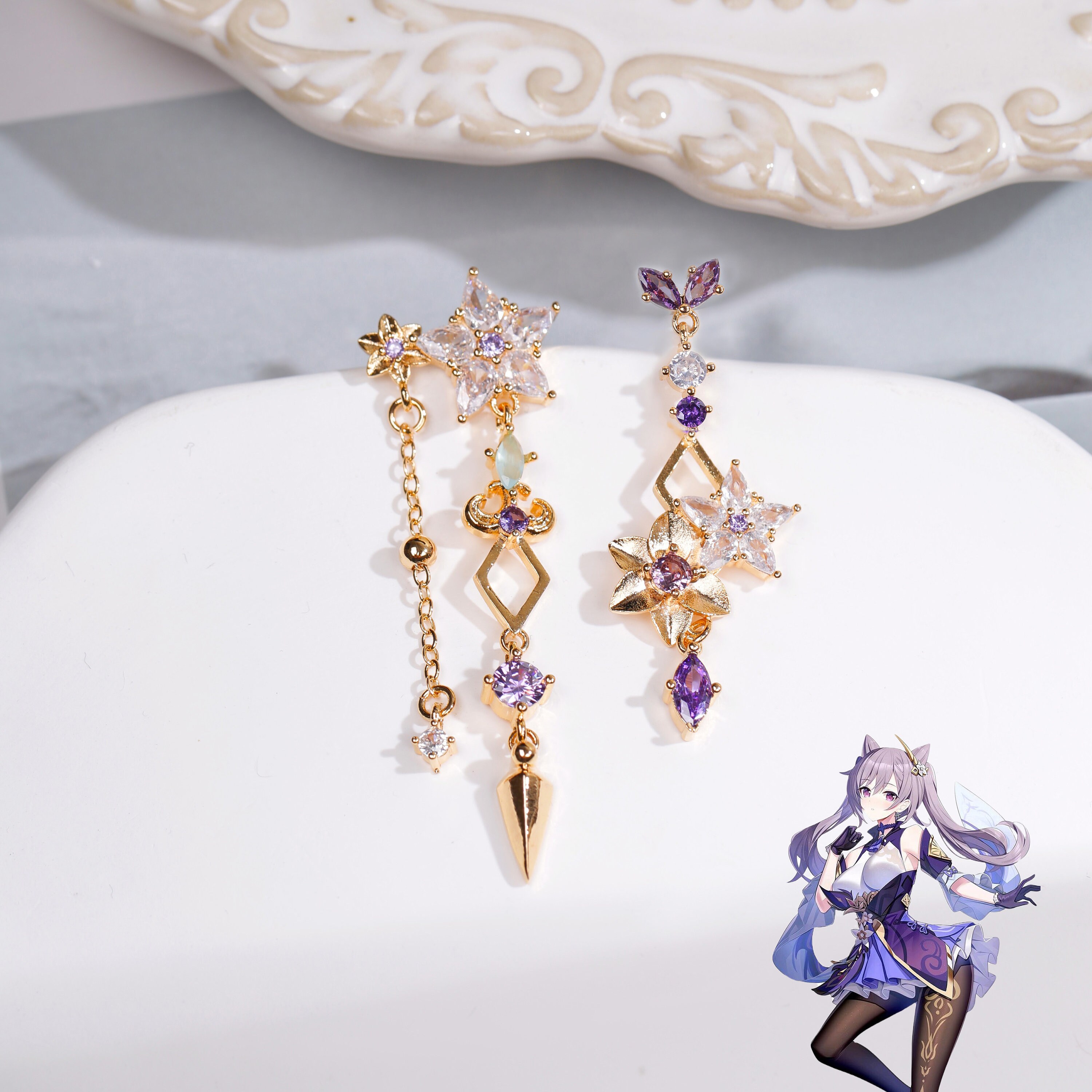 Genshin Impact Keqing Earrings Handmade Genshin Impact Etsy Canada