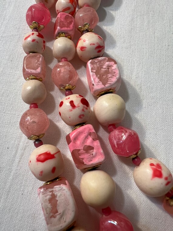 Multistrand Pink Beaded Adjustable Statement Neck… - image 4