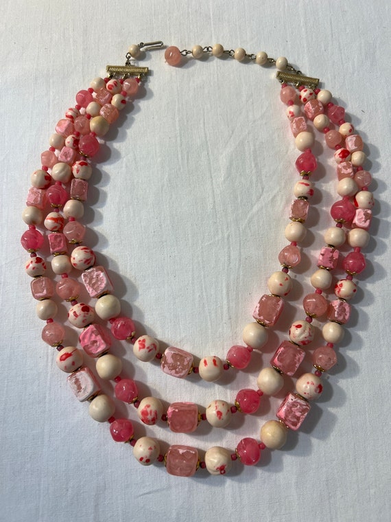 Multistrand Pink Beaded Adjustable Statement Neck… - image 3