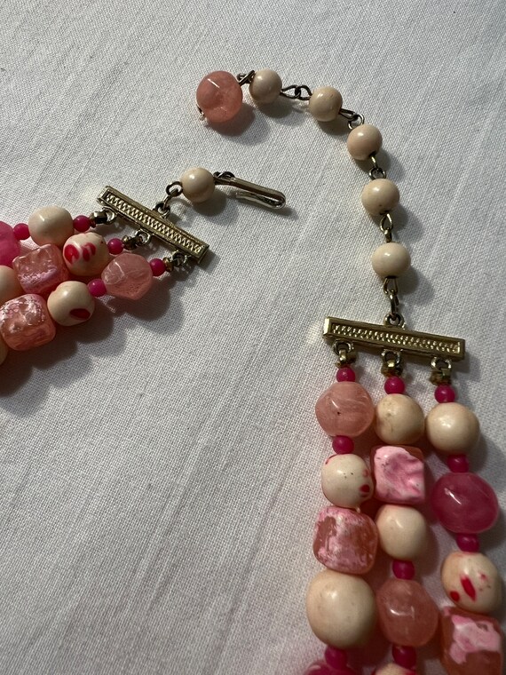 Multistrand Pink Beaded Adjustable Statement Neck… - image 5
