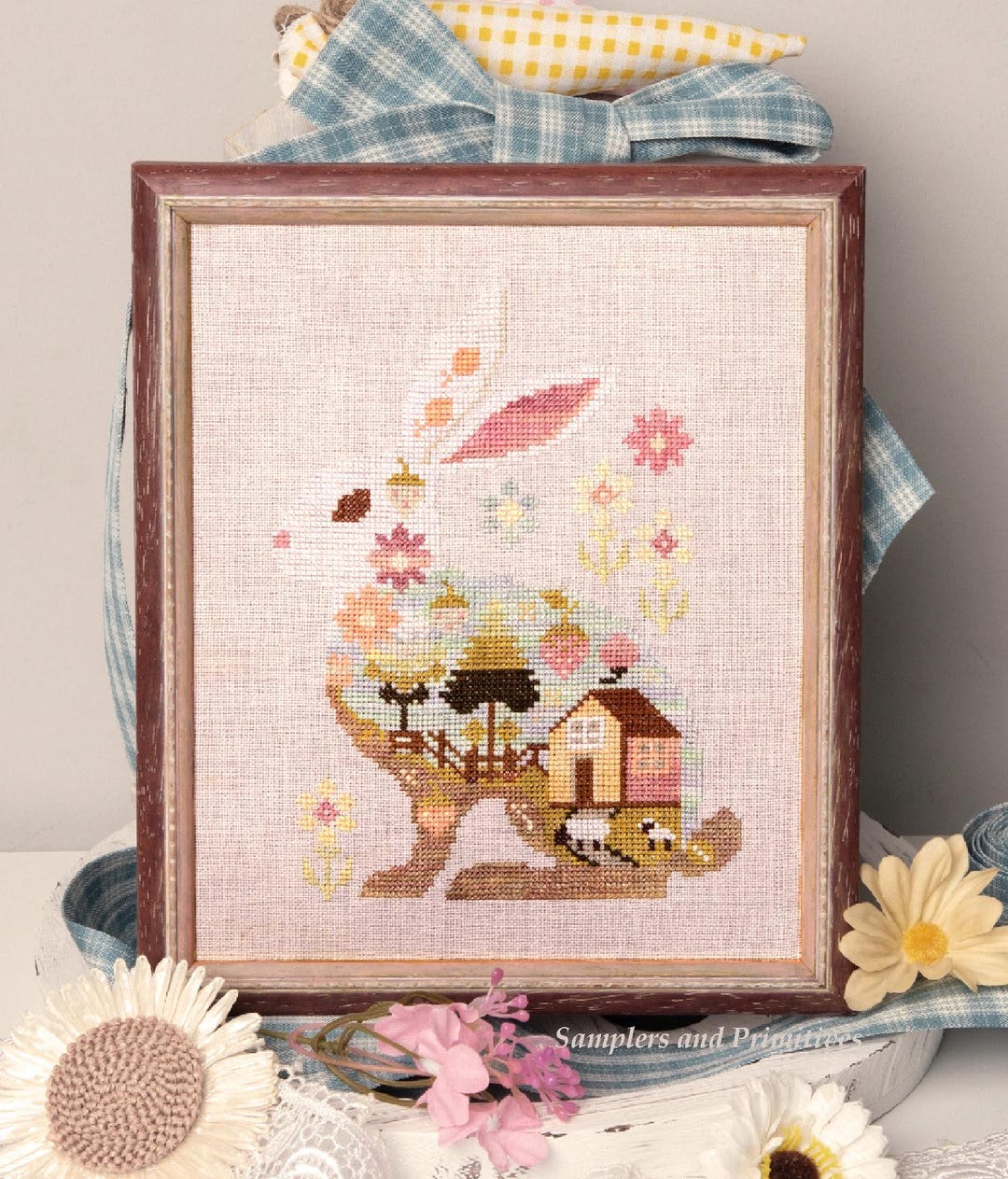 Spring Bunny by Samplers and Primitives - Cross Stitch Paper Pattern - Etsy
