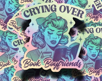 Naklejka Holograficzna Retro Bookish, Naklejka Vintage Bookish, Naklejka na książkę, Winylowa naklejka Kindle, Naklejka Kindle, Chłopak z książki
