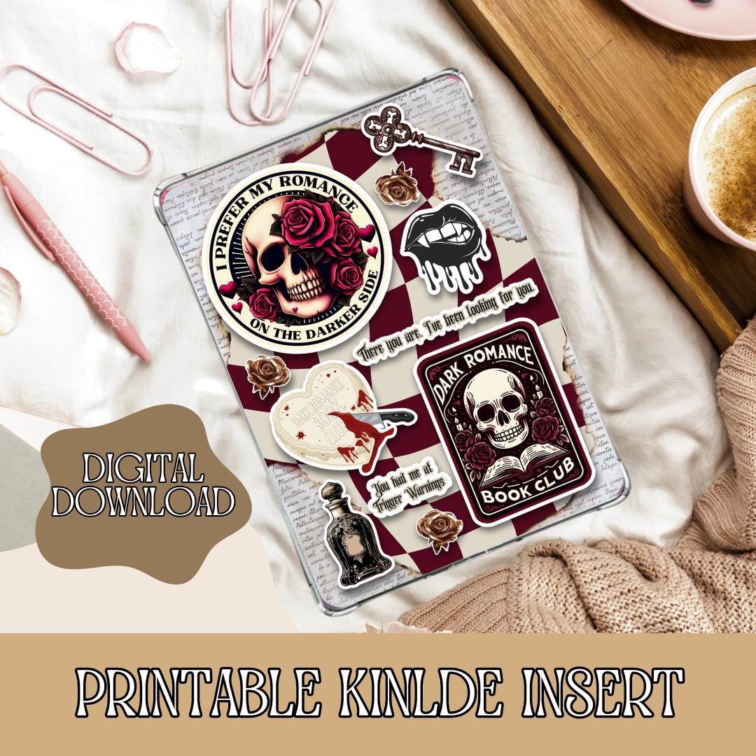 Dark Romance Kindle Insert for Clear Case | Retro Kindle Insert ...