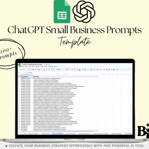 1200+ ChatGPT Prompts for Small Businesses, 40+ Categories, AI-Generated Prompts, ChatGPT Guide, Google Sheets, Digital Download