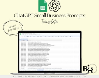 1200+ ChatGPT Prompts for Small Businesses, 40+ Categories, AI-Generated Prompts, ChatGPT Guide, Google Sheets, Digital Download